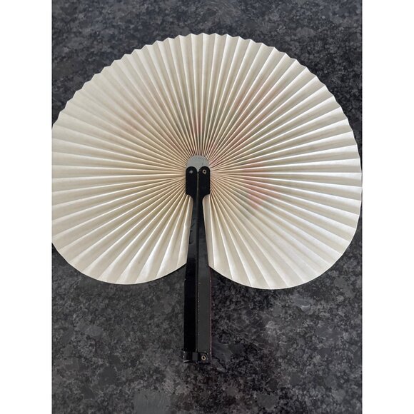 Vintage Chinese Fan With Floral Design Bird & Black Handle Virgin Islands - Picture 3 of 15